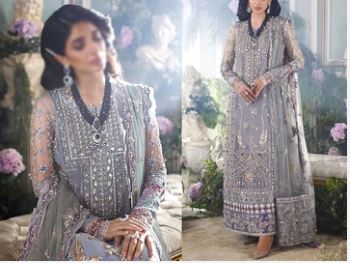 Embroidered with Handwork Net Bridal Dress(DZ15540)